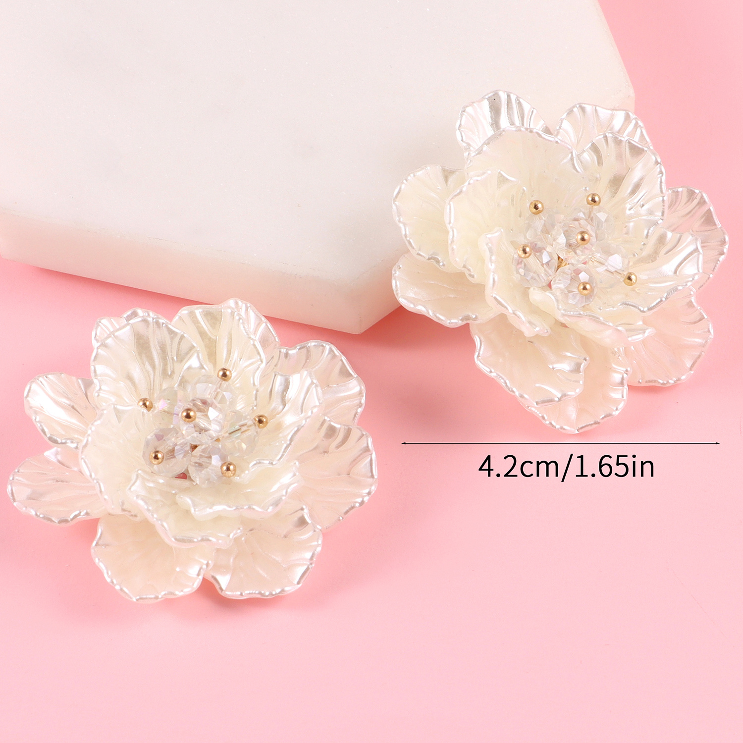 1pc Plastic ABS Pearl Flower Two Tone Accessory